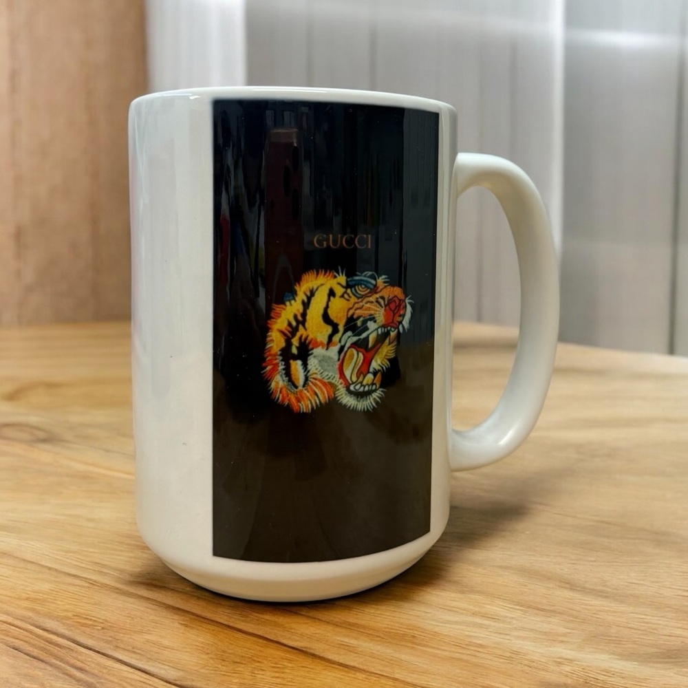 Sublimation White and Black Tiger Mug